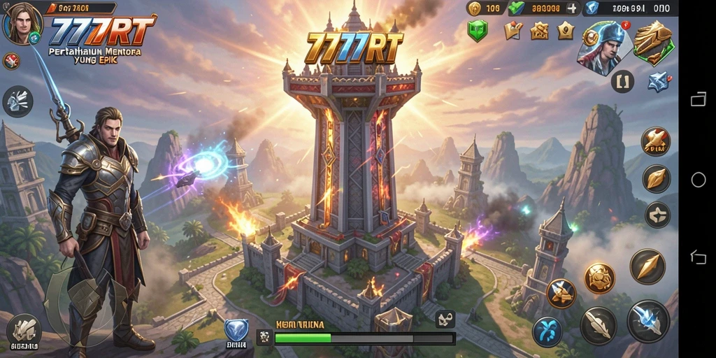 Tampilan screenshot menunjukkan aksi seru dalam game Tower Defense.
