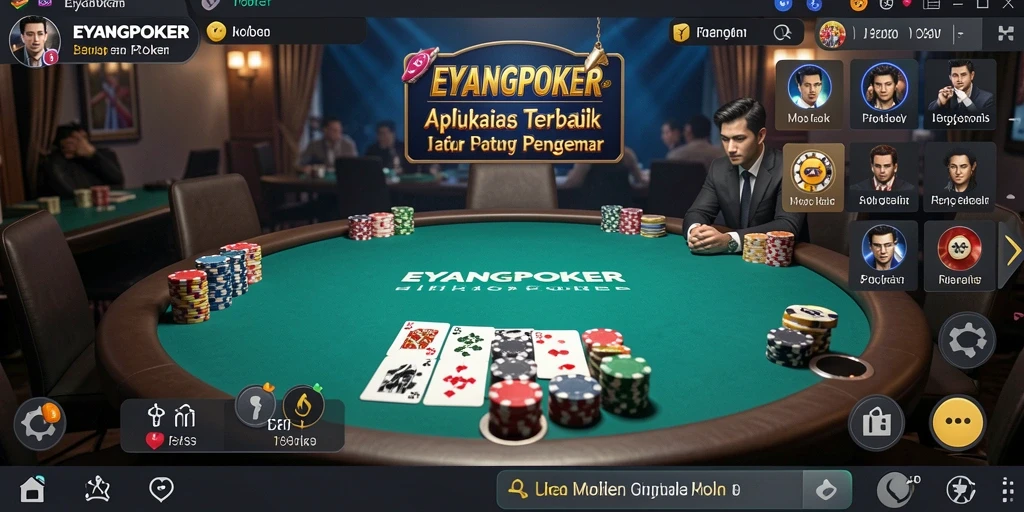 Screenshot utama EYANGPOKER menampilkan antarmuka permainan poker yang menarik.